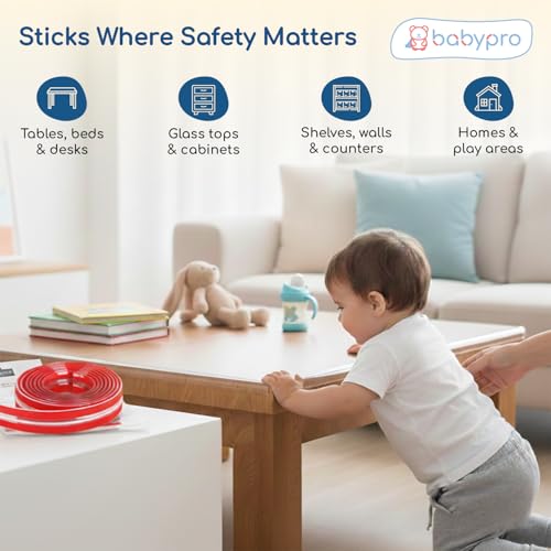 Image of BabyPro 4-Meter Silicone Edge Protector Strip for Baby Proofing, Soft Cushion & Durable Safety Guard for Sharp Furniture Edges & Corners, Peel & Stick Child Safety Bumper for Table, Bed & Desk