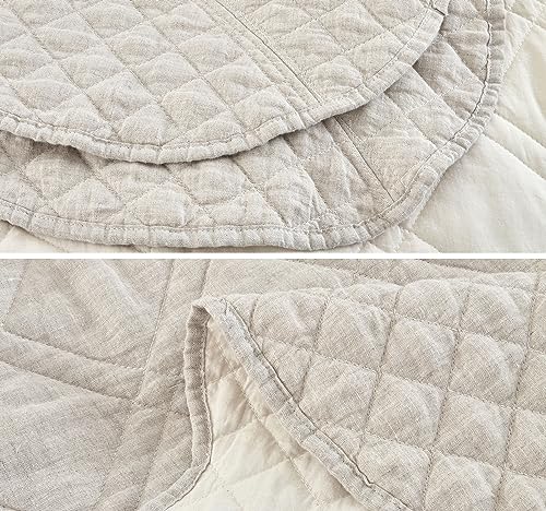 Image of HZ & HY Oversized King Bedspreads, Belgian Linen, Ivory