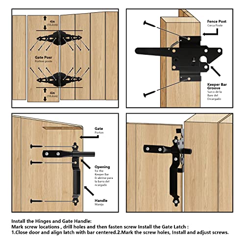 HOME MASTER HARDWARE Wood Gate Hardware Set Heavy Duty 8″ Decorative
