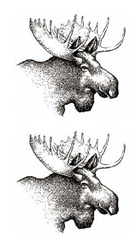 SanerLian Set of 5 Waterproof Temporary Fake Tattoo Stickers Grey Elk Moose Vintage