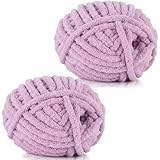 Duscdesp Confezione da 2 gomitoli di filato super grosso da 240 g, per lavorare a maglia a mano, in ciniglia, per coperte, cappelli, sciarpe, coperte, cuscini e letto per gatti (viola)