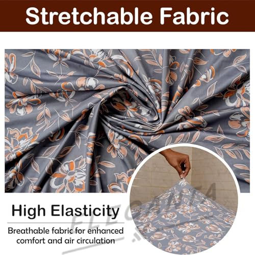 Image of Eleganta Stretchable Elastic Boss Office Chair Cover with Handle Covers, Polyester Spandex, Grey Flower (Pack of 1)
