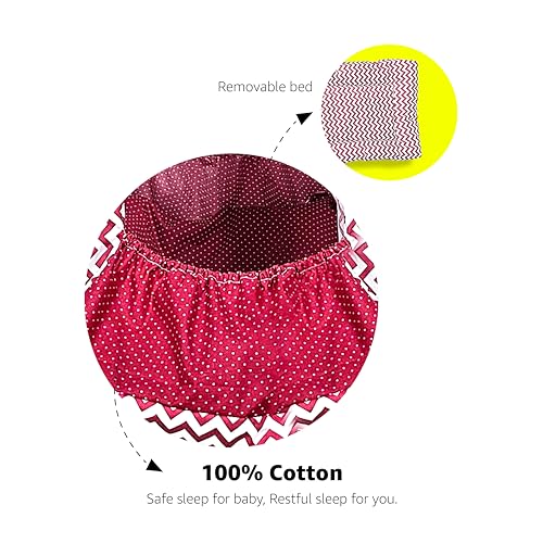 Image of beetot Cotton New Born Baby Swing Cradle (Jhula) | Cradle Cloth, Removable Mattress Bed, and Mosquito Net (Weight Capacity Up to 20Kg | Age from 0-12 Months | Cradle (Red)