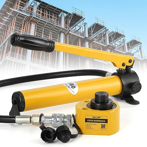 CGOLDENWALL 10T Vérin Hydraulique avec La Pompe CP-180, Course 26mm, Auto-Hauteur 51mm, Surface Effective 11.3cm², Industriel pour La Construction...
