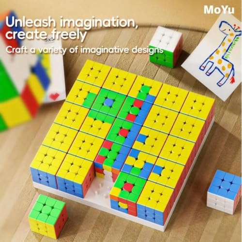 Image of MoYu Cube Mosaic Art Gallery 5x5 Kit | 25 Mini 3x3 Cubes (30mm) & Display Case | Creative Puzzle Art, Beginner-Friendly Set