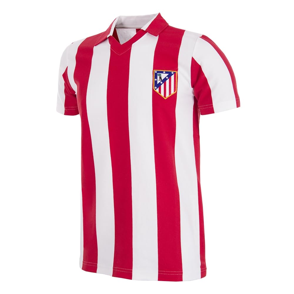 Copa - Camiseta de Fútbol - Hombre - Atletico Madrid 1985/86 - Retro - Manga Corta - Rojo/Blanco - 100% algodón