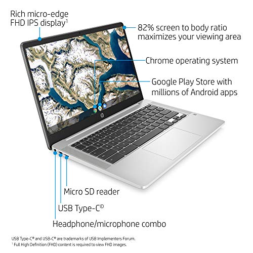 Hp Chromebook 14-Inch Fhd Laptop, Intel Celeron N4000, 4 Gb Ram, 32 Gb Emmc, Chrome (14A-Na0050Nr, Mineral Silver) #TOP1