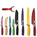 HULLR 9-Piece Kitchen Knife Set Stainless Steel Knives With Multi Colored Non-Stick Coating Includes Ceramic Peeler Gift Box