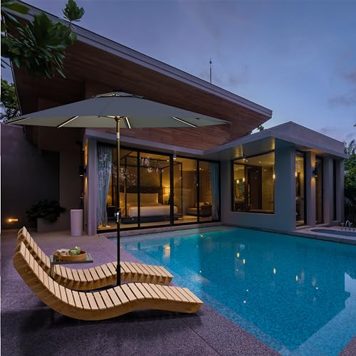 Image of Midtown Umbrellas LED Swilt - 9 Ft Solar LED Patio Umbrella, Light Navy