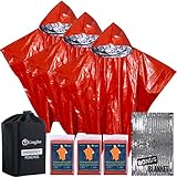 Lingito Emergency Poncho, Thermal Survival Poncho, Insulated Emergency Rain Ponchos Camping, Hiking,...