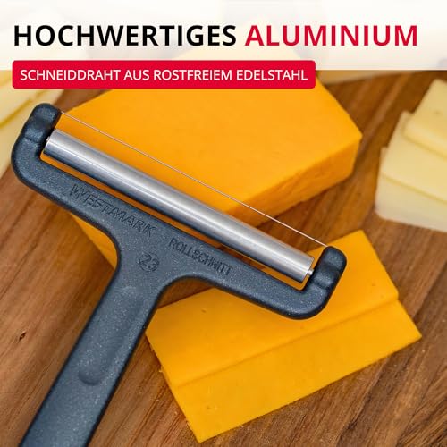 Foto von Westmark Käseschneider - Rollschneider mit verstellbarer Schnittstärke - Made in Germany - 100% rostfreier Edelstahldraht - Special Dark Edition (Anthrazit)