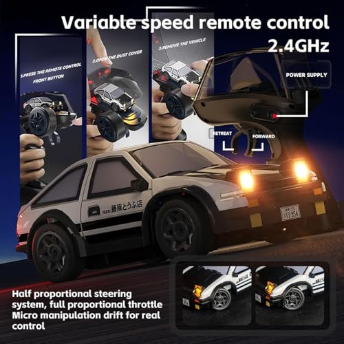 Image of Bestie toys Mini RC Drift Car for Adults, 1 /64 Rc Small RC Car Desktop Remote Control Cars with LED Lights, 4 * 4 Desk Drifting Crawler for Race, Hobby Gifts and Toys (AE86)
