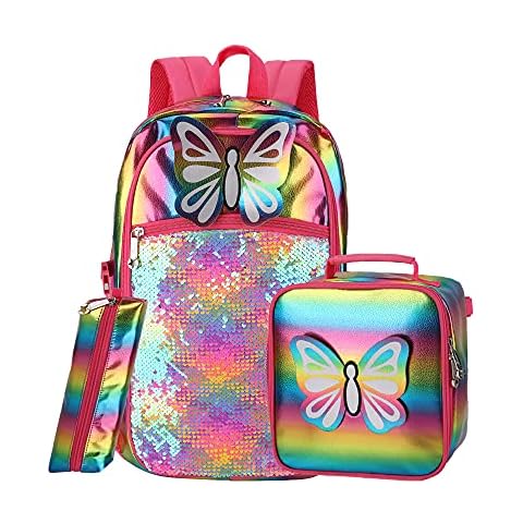 HTgroce School Bags for Girls Hand Luggage Suitcases Cabin Luggage,Girls Backpack with Red Pencil Case for Kids Girls Teens Women H42xL30XW10cm Cover