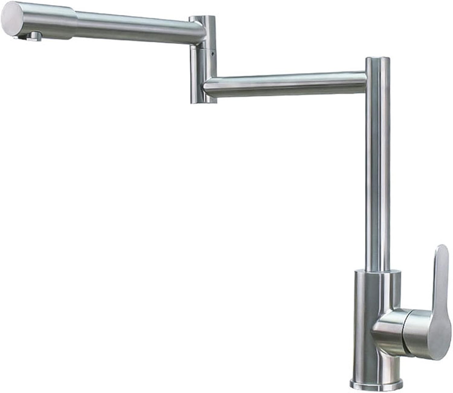 Pot Filler Faucet Deck Mounted, Double Joints Free Rotating Folding Kitchen, Hot and Cold Water Mixer Tap, 304 Stainless Steel Sink Single Handle