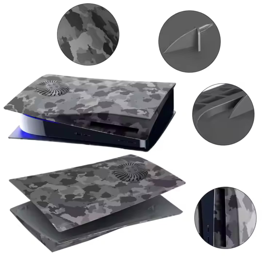 Placa de Camuflaje para PS5 - Carcasa de Reemplazo con Ranura de Ventilación - Fabricada en ABS Resistente - Accesorio Gaming Personalizado para PlayStation 5 (Digital Ve)