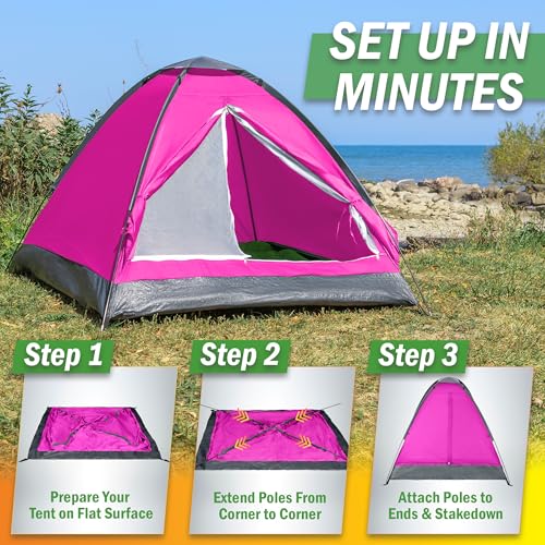 Image of 2-Person Dome Tent - Easy Set Up Shelter with Rain Fly and Carrying Bag for Camping