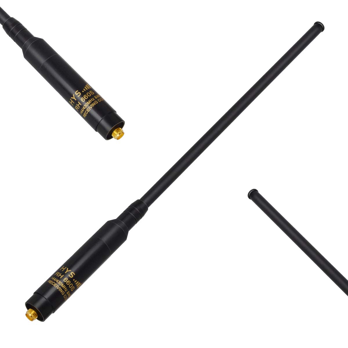 HYS Antena Telescópica de Mano de Doble Banda 144/430 MHz de Alta Ganancia SMA-Hembra RH-660S Compatible Con Baofeng BF-888S UV-5R UV-5RE Plus Radio de 2 Vías