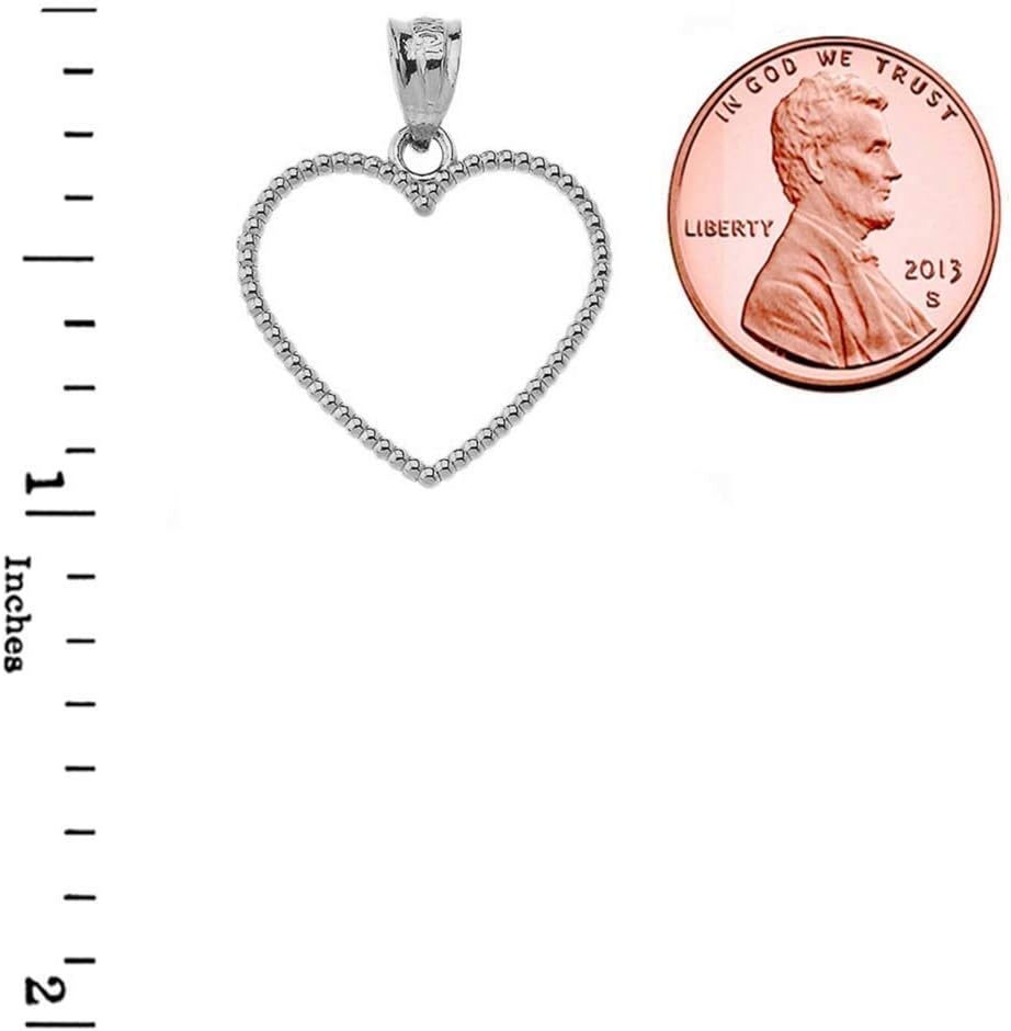 Claddagh Gold Elegant Two-Sided Beaded Open Heart Charm Pendant (0.9") in Sterling Silver - Image 2