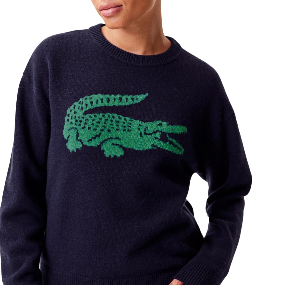 Image of Lacoste x Bandier Women's Contrast Crocodile Sweater