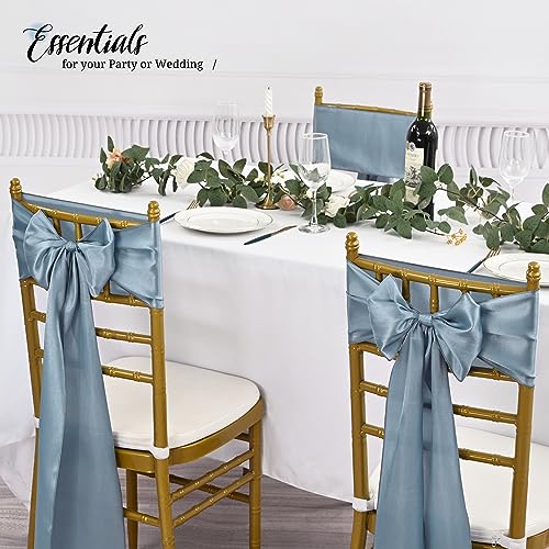 Pesonlook 50Pcs Satin Chair Sashes Ties, Dusty Blue Satin Chair Sashes Bows Chair Cover Back Tie Supplies for Wedding Reception Events Banquets Party, Hotel Event, Chairs Decoration - Thumbnail 4