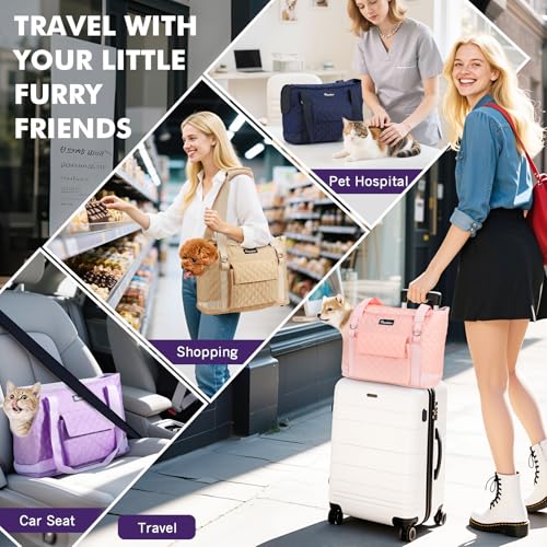 Pawaboo Hundetasche Tragetasche für Kleine Hunde mit Tasche, Leichte Hunde und Welpen Tragetasche Träger, Hundetransporter Weich Seiten für Welpe Katze Kaninchen, Welpentragetasche unter 11 LBS, Rosa