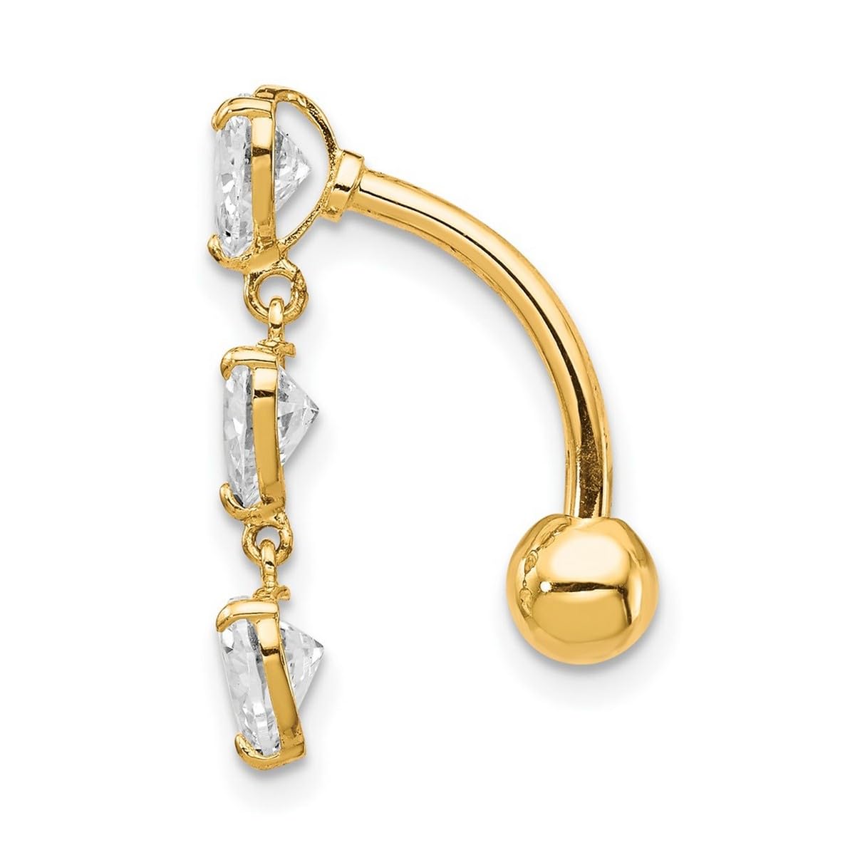 Bauchnabelpiercing 10 Karat Gold 5 mm Herzform höher als 9 Karat Gold