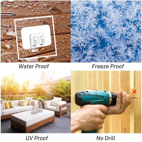 AFFAVON 25 Stück Große Haken für Innen & Außen Lichterketten, keine Beschädigung, werkzeuglose Installation für Terrasse, Garten, Balkon, Dekoration, Kabelhalter zum Aufhängen