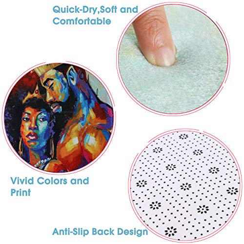 Evermarket Soft Comfort Flannel Bathroom Mats,Anti-Skid Absorbent Toilet Seat Cover Bath Mat Lid Cover,3Pcs/Set Rugs-African American Lovers Couple #TOP4