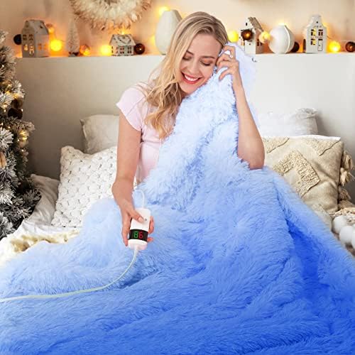 RUJIPO Electric Heated Blanket, Electric Blanket with Fleece Sherpa & Faux Fur