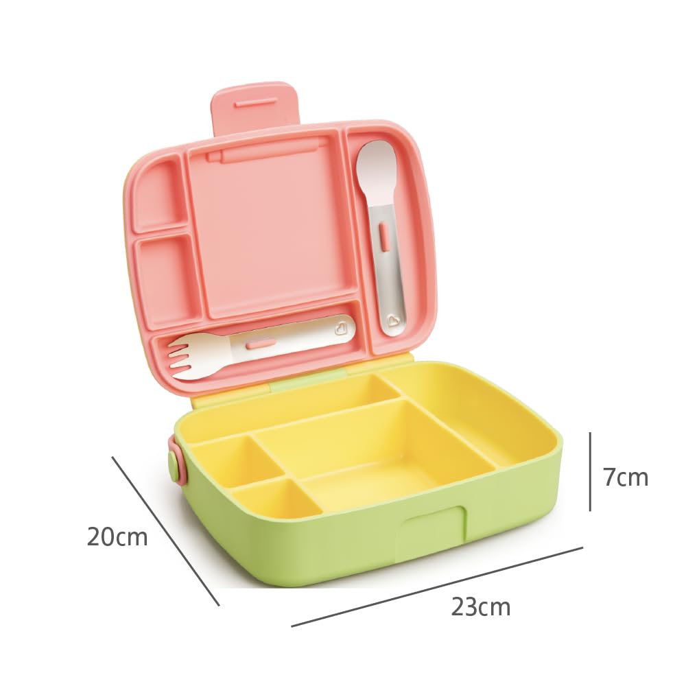 Boîte Bento Déjeuner Monnëka 900ml - Sans BPA, Compartiments Amovibles, Fourchette Incluse, Couleur Abricot