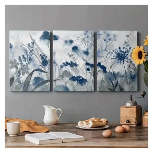 Impression sur toile fleurs bleues XENITE art mural haut de gamme 50x70