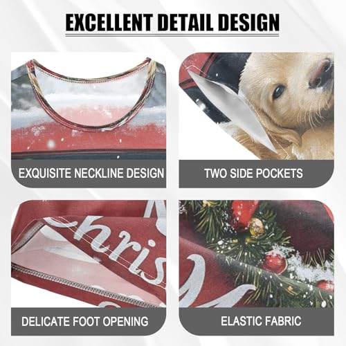 ALAZA Christmas Golden Dog New Year Pajamas Set Short Sleeve Cotton Sleepwear Summer Pjs 2 Piece 5-14Y4