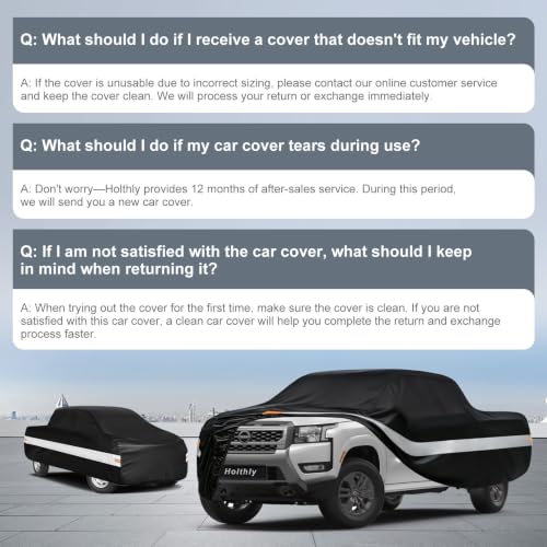 Image of 10 Layers Truck Cover Waterproof All Weather Custom Fit Nissan Frontier(2021-2026) King /Crew Cab Short Bed, Outdoor Full Exterior Pickup Car Cover Sun Rain Snow Ice Protection. Black