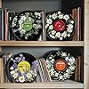 twinklemon 4 Pcs Flower & Grass Theme Vinyl Record Wall Decor, Self Adhesive Fake Music Records Album Posters, Botanical Style Music Wall Art Sticker for Grunge Room Bedroom Decorations #4