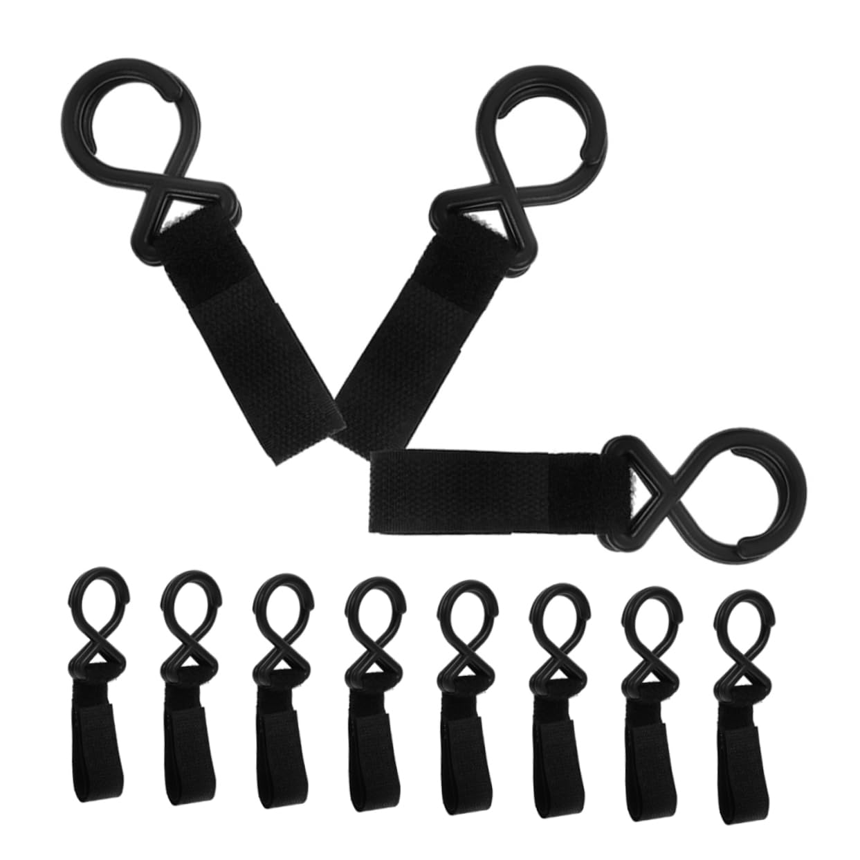 12Pcs Durable Stroller Hooks for Diaper Bags Versatile Hanging Bag Hooks for Strollers Wheelchairs and Shopping Carts Strong Construction with Hook and Loop Fastener