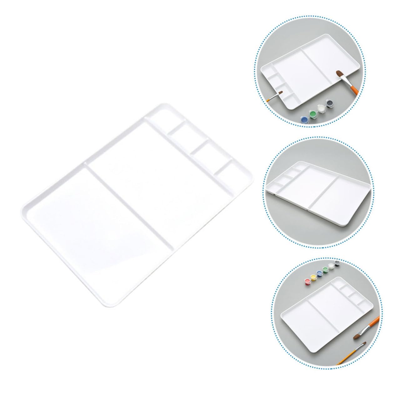 Palette de Peinture Plastique PP Blanche à Compartiments, pour Aquarelle