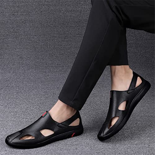 YMGSCC Business Dress Men Sandals Breathable Leather Shoes Men Men Shoes(White-Patch Five-Pointed star4,41 Code) - Image 2