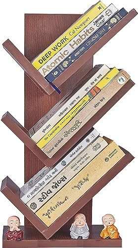 SBF Furniture Modern Tree Shape Wood Bookcase, 7-Tier Book Rack ...