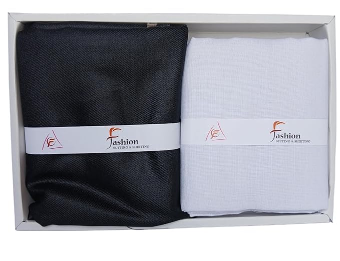 its' fashion impact Men's Luxury Unstitched Shirt Pant Fabric Combo – W-shirt + Black-p Shirting 65% Wool 35% Viscose Suiting Fabric-picture-32