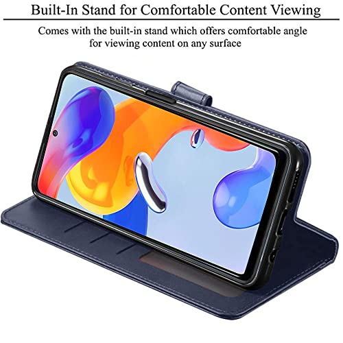 Image of TheGiftKart Flip Back Cover Case for Redmi Note 11 Pro /Pro Plus 5G | Dual-Color Leather Finish | Inbuilt Stand & Pockets | Wallet Style Flip Case for Redmi Note 11 Pro /Pro Plus 5G (Blue & Brown)