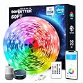 DAYBETTER Smart WiFi Led Lights, 50 FT RGB Led Strip Lights Compatible with Alexa and Google Assistant, App Voice Remote Control Music Sync Color ChangingLED Strip Lighting for Bedroom Room Decor