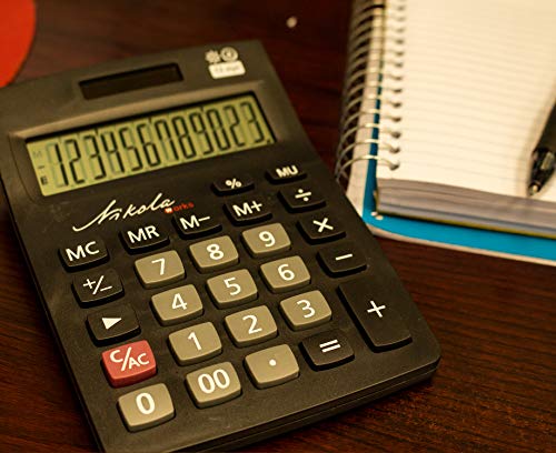 Nikola Works Bulk Premium Desktop Calculator Set Large 12 Digit Tilted Digital Lcd Screen Dual Powered Solar And Battery Operated Standard Function Quiet Keys Operation (6-Pack) - Wholesale Multipack #TOP5