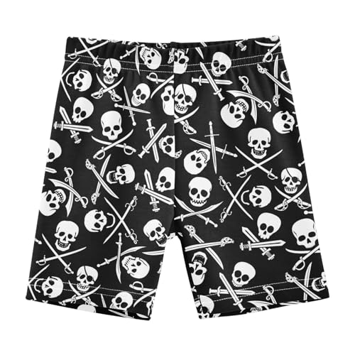 JHKKU Girls Pirate Skull Shorts Cotton Cartwheel Bike Kids Biker Under Dress Dance Short Girl Clothes 6T