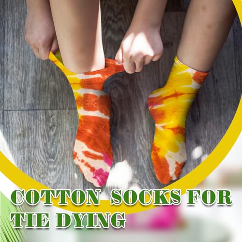 Image of Silkfly White Cotton Socks for Tie Dye White Crew Ankle Socks Tie Dye kit Party Supplies(Small,20 Pairs)