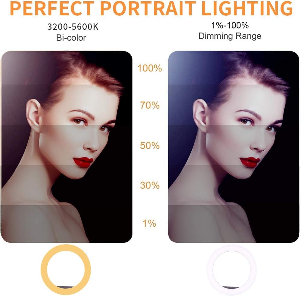 Kit di luci ad anello LED bicolore dimmerabili da 38 W, 45,7 cm, con treppiede, telecomando, tubo morbido, 3200-5600 K, per fotocamera, YouTube, trucco, selfie, riprese video, ritratti e sopracciglia