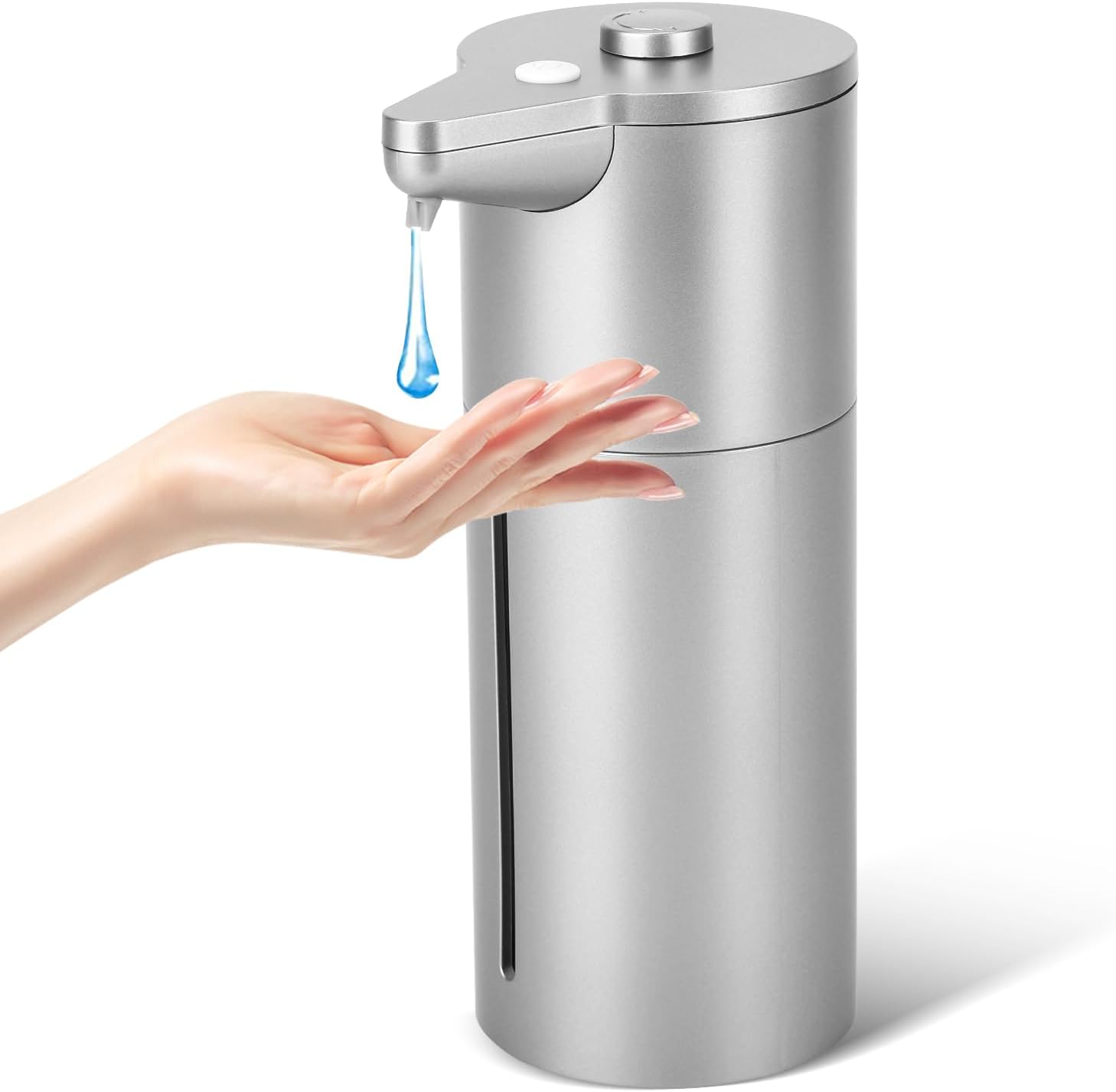 Aunmaon Automatic Soap Dispenser Touchless,Upgrade Adjustable Volume for Thick and Thin Liquid Battery Hand Soap Dispenser,Dish Soap Dispenser Kitchen Bathroom,Auto Soap Dispenser Hands Free Silver