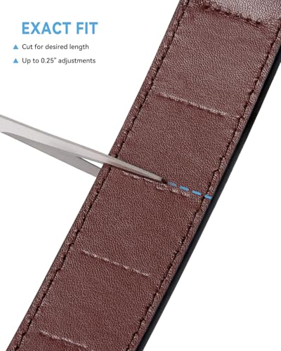 Image of BOSTANTEN Ratchet Belts for Men Leather Trim to Fit 1 3 /8 inch Gift Boxed