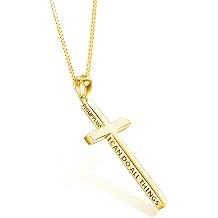 POPLYKE Cross Necklace 925 Sterling Silver Philippians 413 I Can Do All The Things Inspirational Necklace Gifts for Women Men 20+2
