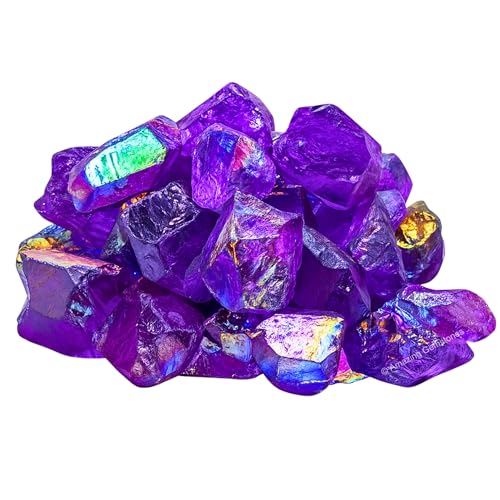Image of Amazing Gemstone 2 Pieces Amethyst Aura Quartz Raw Crystals and Healing Stones, Natural Rocks for Meditation and DIY Raw Stones and Crystals