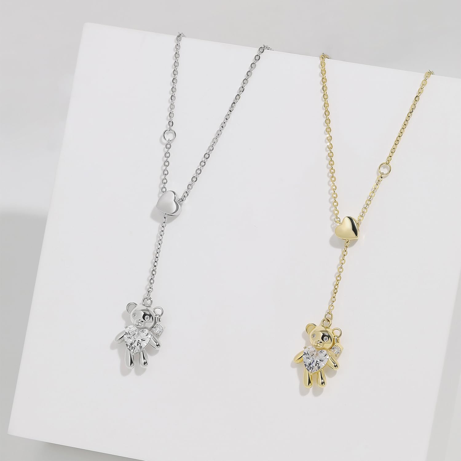 Meissa Tochter-Halskette Geschenk, 925 Sterling Silber Teddybär-Halskette für Mädchen, Geburtstagsgeschenk für Tochter mit Grußkarte, Süße Halskette für Damen
